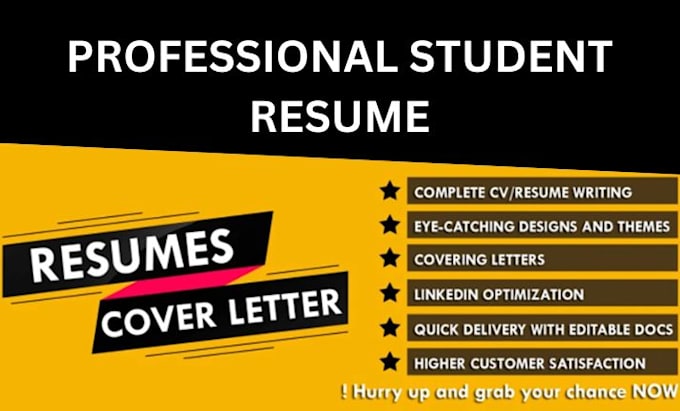 Gig Preview - Write resume and cover letter in 24 hours and college students resume