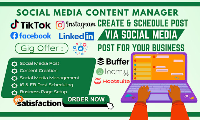 Gig Preview - Be your social media manager schedule your post via hootsuite buffer loomly