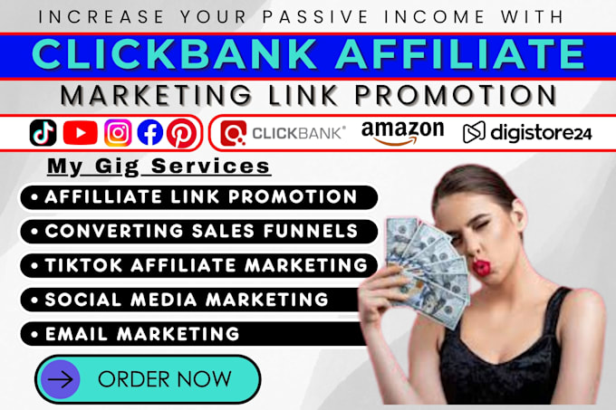 Gig Preview - Clickbank affiliate marketing link promotion amazon affiliate sales funnel