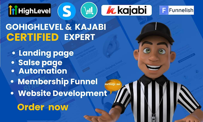 Gig Preview - Build gohighlevel sales funnel, landing page, optimize kajabi, clone funnel, VA