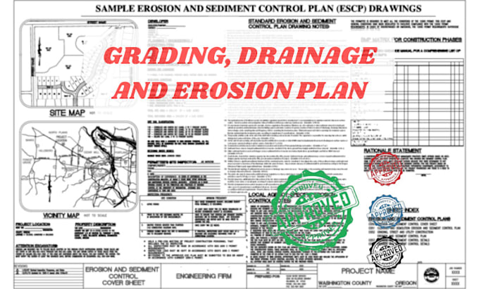 Gig Preview - Draw drainage and grading plan, stormwater with stamp and sign for city permit