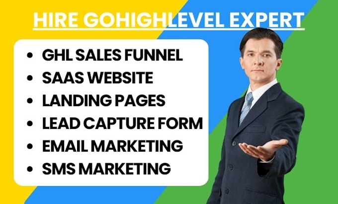 Gig Preview - Build gohighlevel sales funnel saas website ghl email marketing sms automation