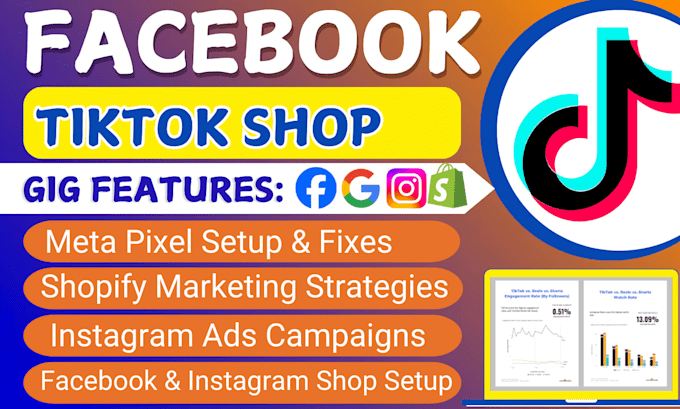 Gig Preview - Setup tiktok, facebook and instagram shop, fix meta pixel, and do shop