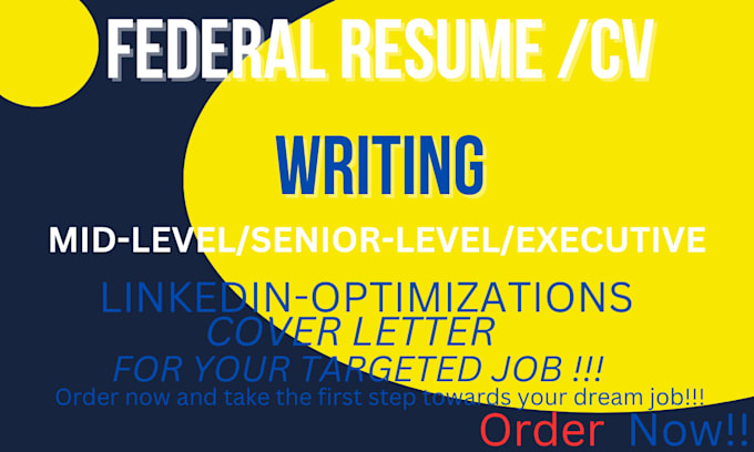 Gig Preview - Do federal resume writing for usajobs, executive resume, linkedin, tech resume