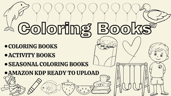 Gig Preview - Draw bold and easy kids coloring book pages for amazon kdp