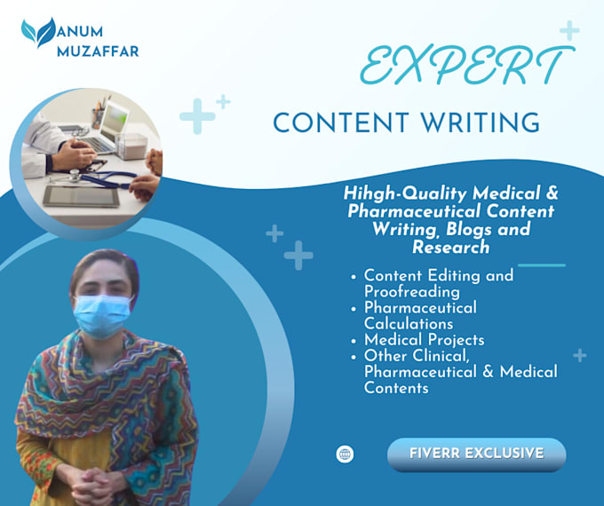 Gig Preview - Provide quality medical and pharmaceutical content writing, blogs and research