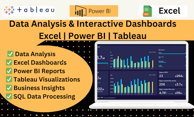 Gig Preview - Analyze data , build interactive dashboards in excel, power bi, and tableau