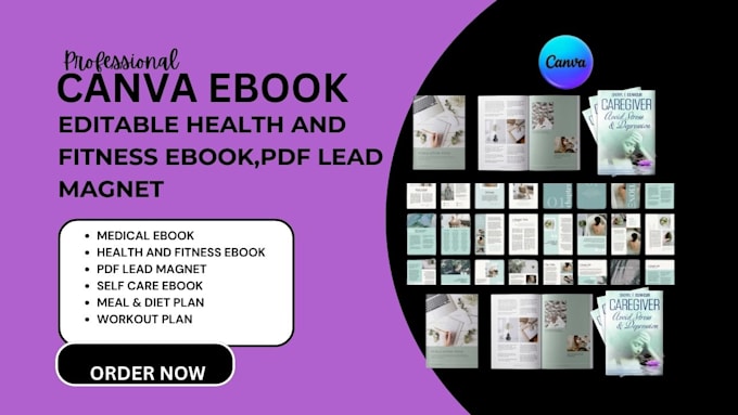 Gig Preview - Design editable health fitness ebook, gym, pdf lead magnet in canva, designrr