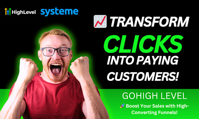 Gig Preview - Build sales funnels, landing pages in systeme io, go high level