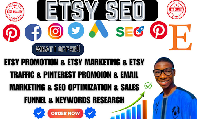 Gig Preview - Optimized esty promotion esty marketing esty SEO to boost esty traffic and sales