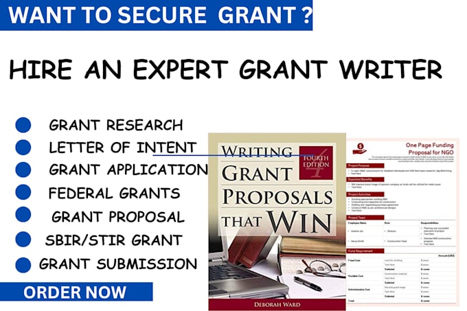 Gig Preview - Grant writing and submission,win grant proposal ,small business grant