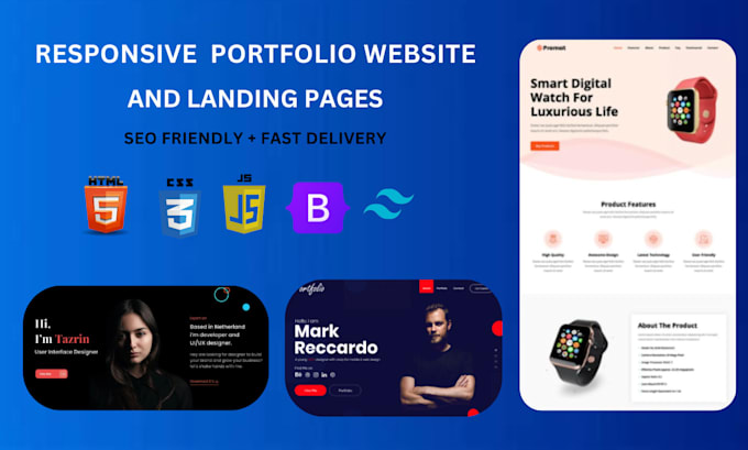 Gig Preview - Create responsive portfolio and landing pages using HTML, CSS, tailwind, reactjs