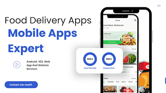 Gig Preview - Create food delivery app grocery delivery app restaurant app