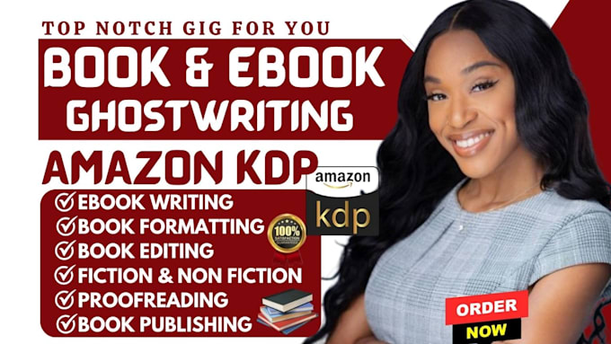 Gig Preview - Ghostwrite fiction and non fiction book and ebook writer kindle amazon kdp