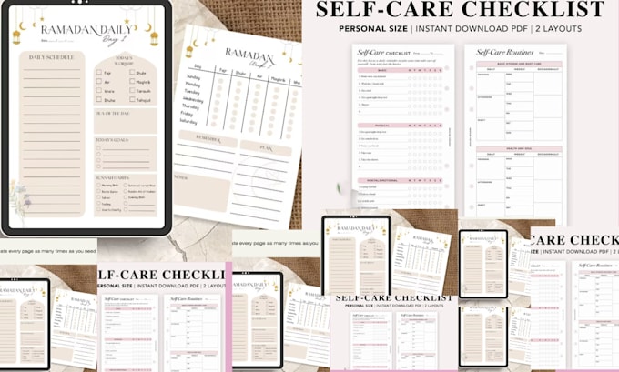 Bestseller - do daily digital printable editable planner for ramadan journals for self care