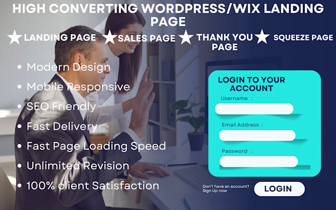 Gig Preview - Design a high converting wordpress, wix landing page