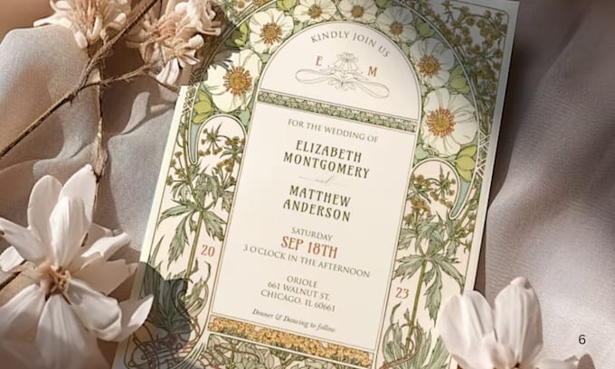 Gig Preview - Design beutiful editable vintage magnolia wedding invitation, invitation card