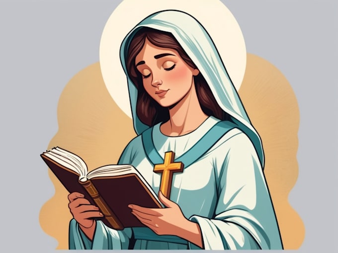 Gig Preview - Design cartoon character holy saint christian bible illustration