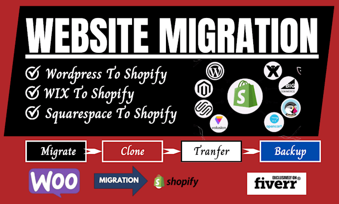 Gig Preview - Migrate wordpress to shopify website migration wix woocommerce ecwid to shopify