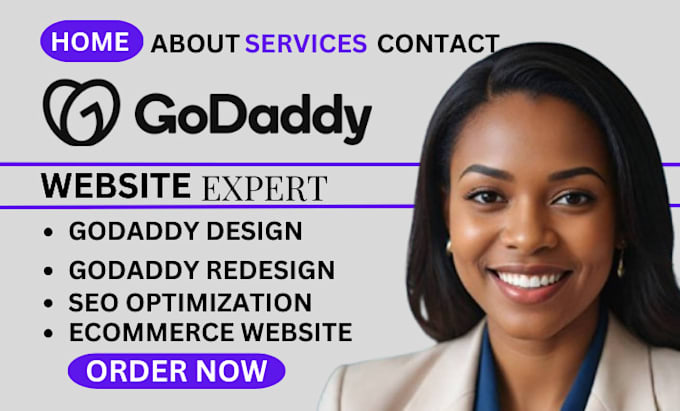 Gig Preview - Godaddy website design godaddy website redesign design godaddy website