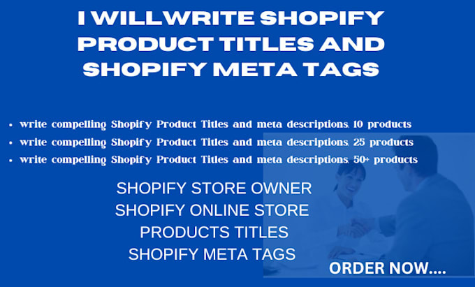 Gig Preview - Write shopify product titles and shopify meta tags