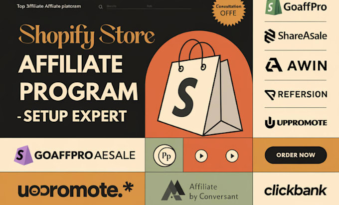 Gig Preview - Setup affiliate program for shopify store goaffpro awin shareasale rakuten