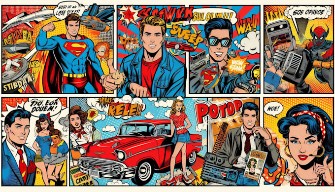 Gig Preview - Design retro vintage illustration retro comic book pop art, retro vintage poster