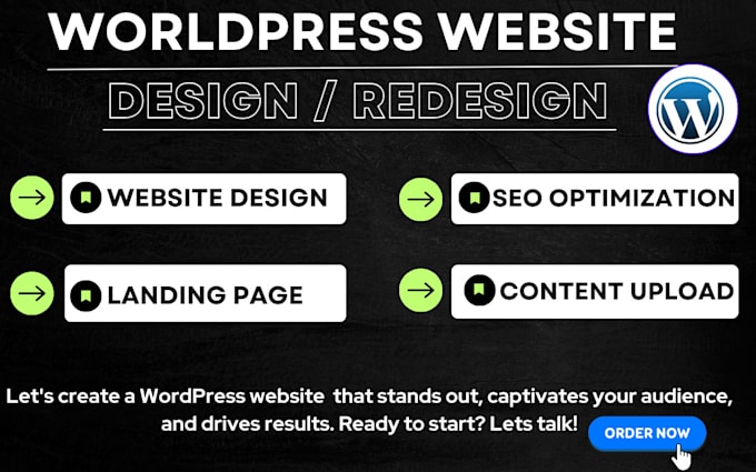 Gig Preview - Do wordpress website design redesign website development wordpress blogs