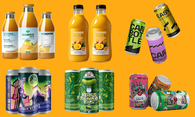 Gig Preview - Design tin label energy drink, can soda beverages and juice label design