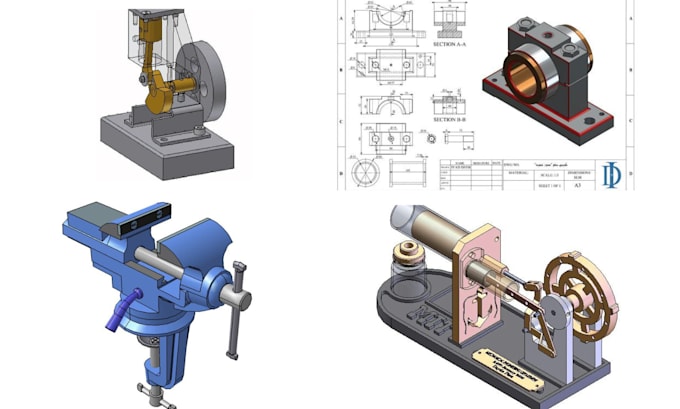 Gig Preview - Design 3d models 3d cad design 2d drawings using solidworks creo autocad blender