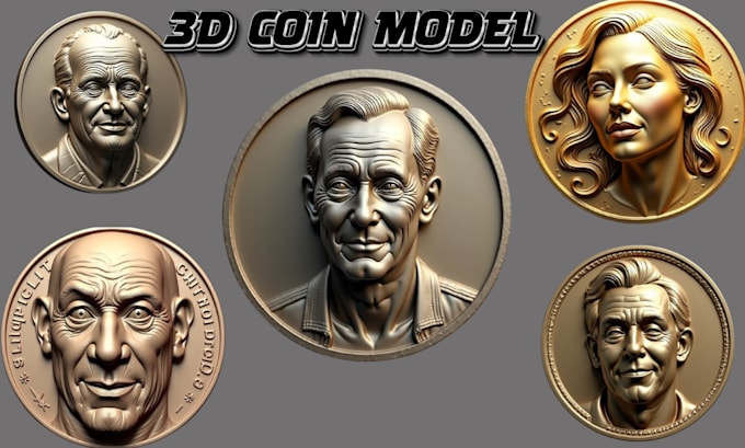 Gig Preview - Sculpt 3d coin medallion bas relief router cnc model for 3d printing