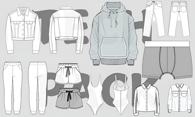 Gig Preview - Do tech pack for technical flat sketch, fashion cad design vector garment design