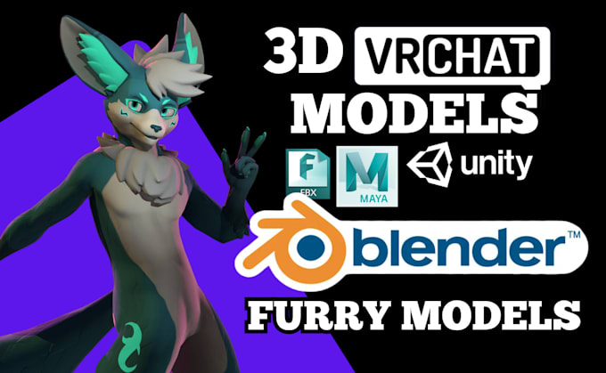 Bestseller - create 3d furry avatar custom vrchat character vtuber vrc avatar for vrchart