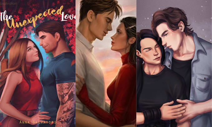 Gig Preview - Draw romance couple cover art, romance fantasy character book novel cover art