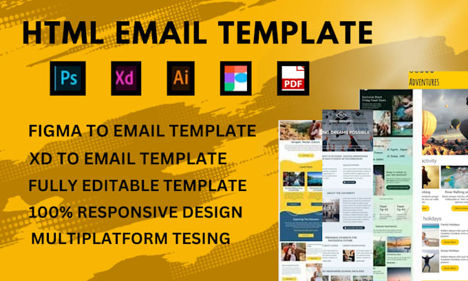 Gig Preview - Design responsive html email template, psd, ai, xd, figma to html email template