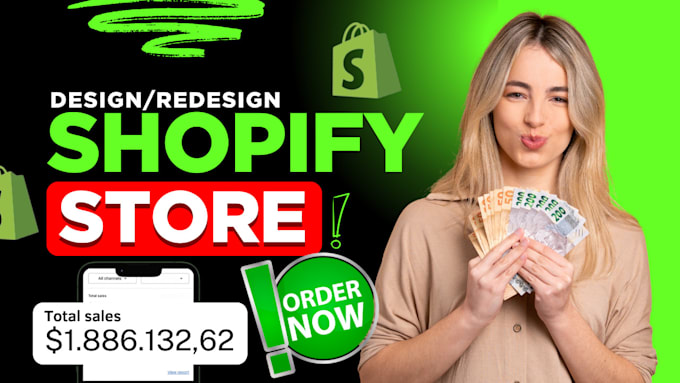 Gig Preview - Design redesign shopify store shopify website shopify dropshipping store