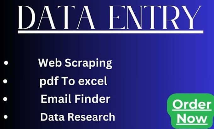 Gig Preview - Do data entry, data mining, web scraping, data research, data conversion