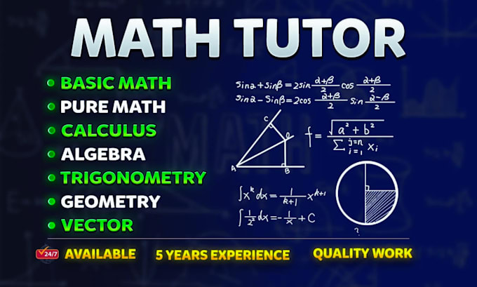 Gig Preview - Be your math calculus linear algebra discrete math statistics tutor