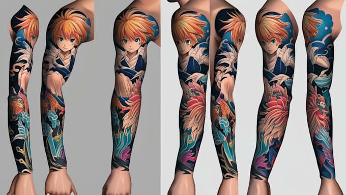 Gig Preview - Do custom tattoo design , anime , traditional or realistic sleeve tattoo artist