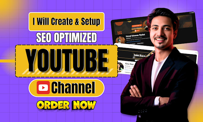 Gig Preview - Create setup and SEO optimize youtube channel with logo banner branding