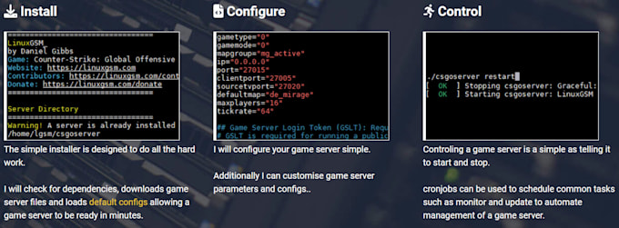 Gig Preview - Create and configure a basic game server