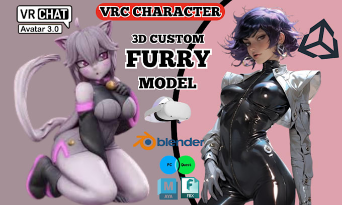 Bestseller - custom vrchat avatar vr character  furry avatar 3d vrchat model vrc avatar anime