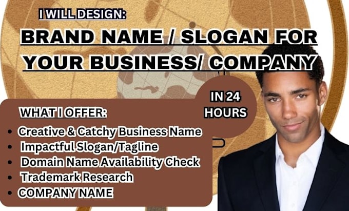 Gig Preview - Get a unique brand name and slogan logo name for your business within 24 hours