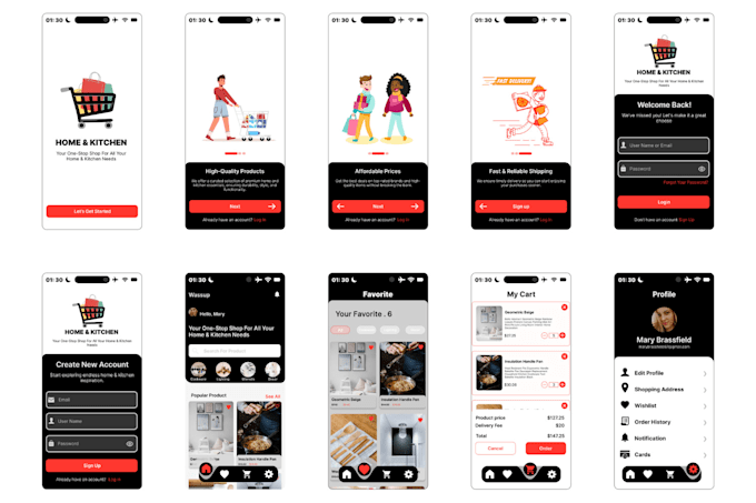 Gig Preview - Design ecommerce app, mobile app uiux design, app screenshots and prototype