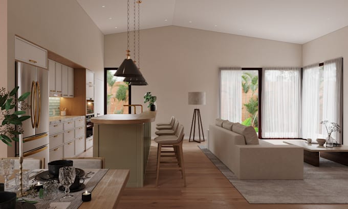 Gig Preview - Visualize 3d house interior design, lobby apartment,kitchen,livingroom rendering