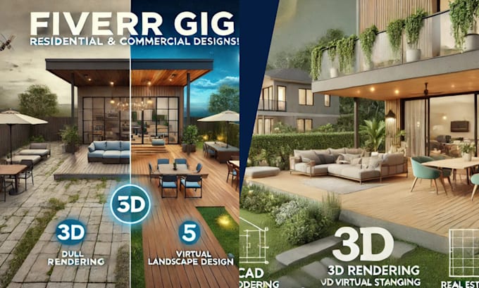 Gig Preview - Do residential and commercial outdoor spaces, virtual staging, project designs