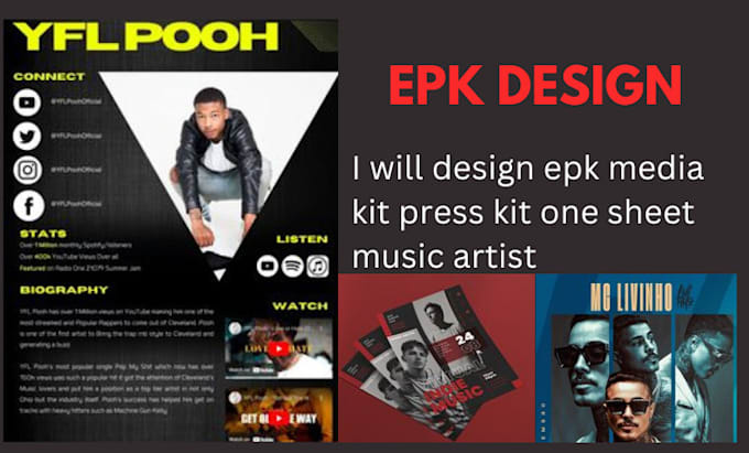 Gig Preview - Design speaker press kit one sheet musician epk music media kit dj artist epk