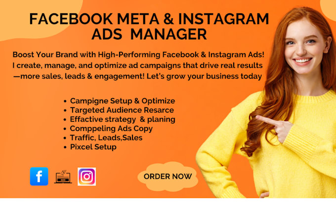 Gig Preview - Manage your facebook meta ads and instagram ads campaign