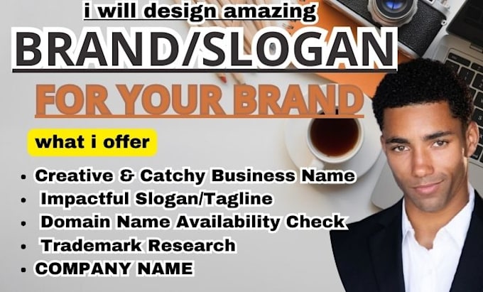 Gig Preview - Create a catchy business name, logo, slogan brand website design for your brand