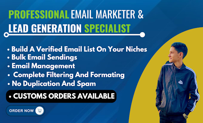 Gig Preview - Professional niche targeted email list building and bulk email marketing service